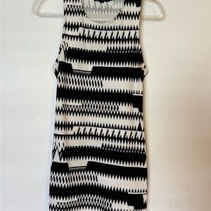 Iris Black and White Geometric Midi Dress